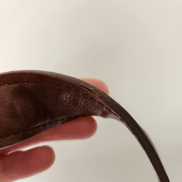 Lucky Brand Purse Tan Brown Natural Linen Faux Leather Bucket Hobo Crossbody Bag - Picture 11 of 13